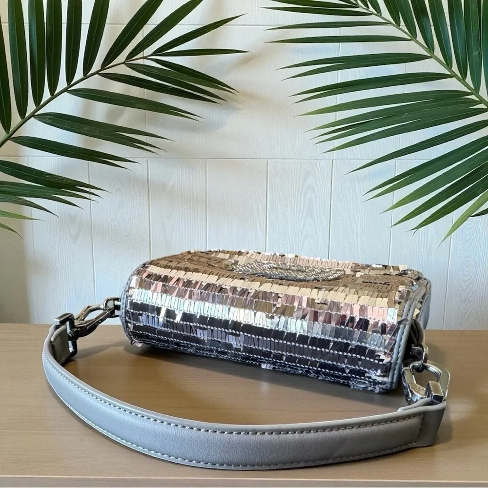BIBI LOU Anthropologie Silver & Black Sequin Shoulder Bag